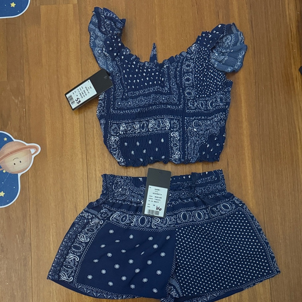 FBZ - Navy Bandana Print Kids Shorts Set- New with Tags!